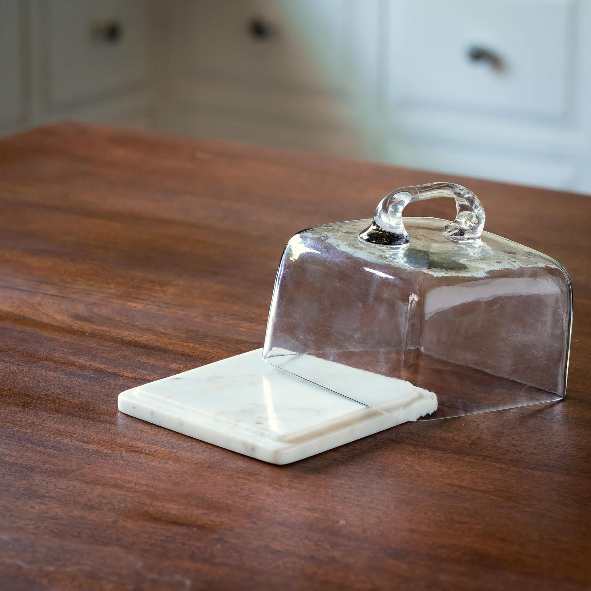 Glass Cloche With Marble Base Square - Image 3