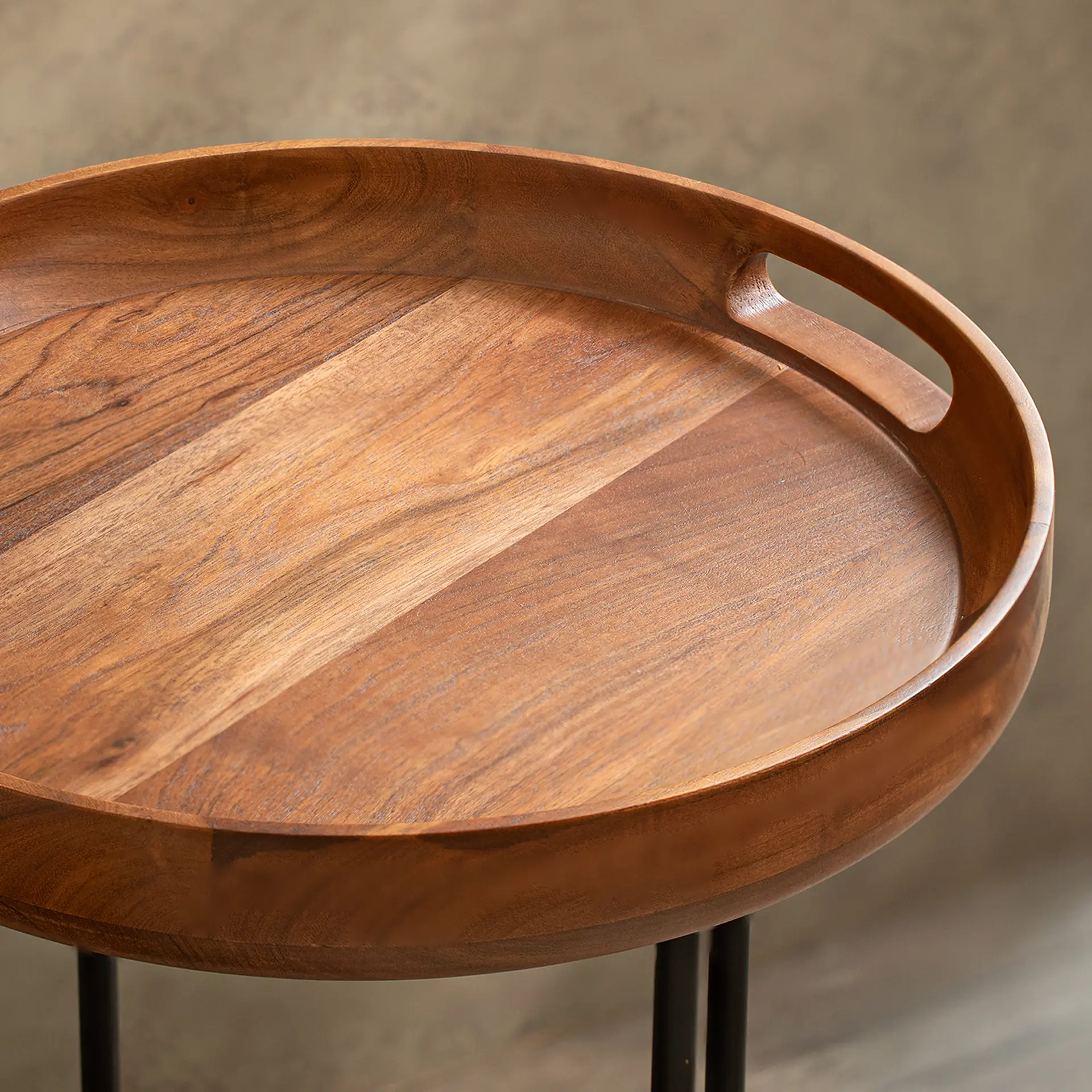 Ready-To-Assemble Wooden Side Table with Metal Stand - Image 3