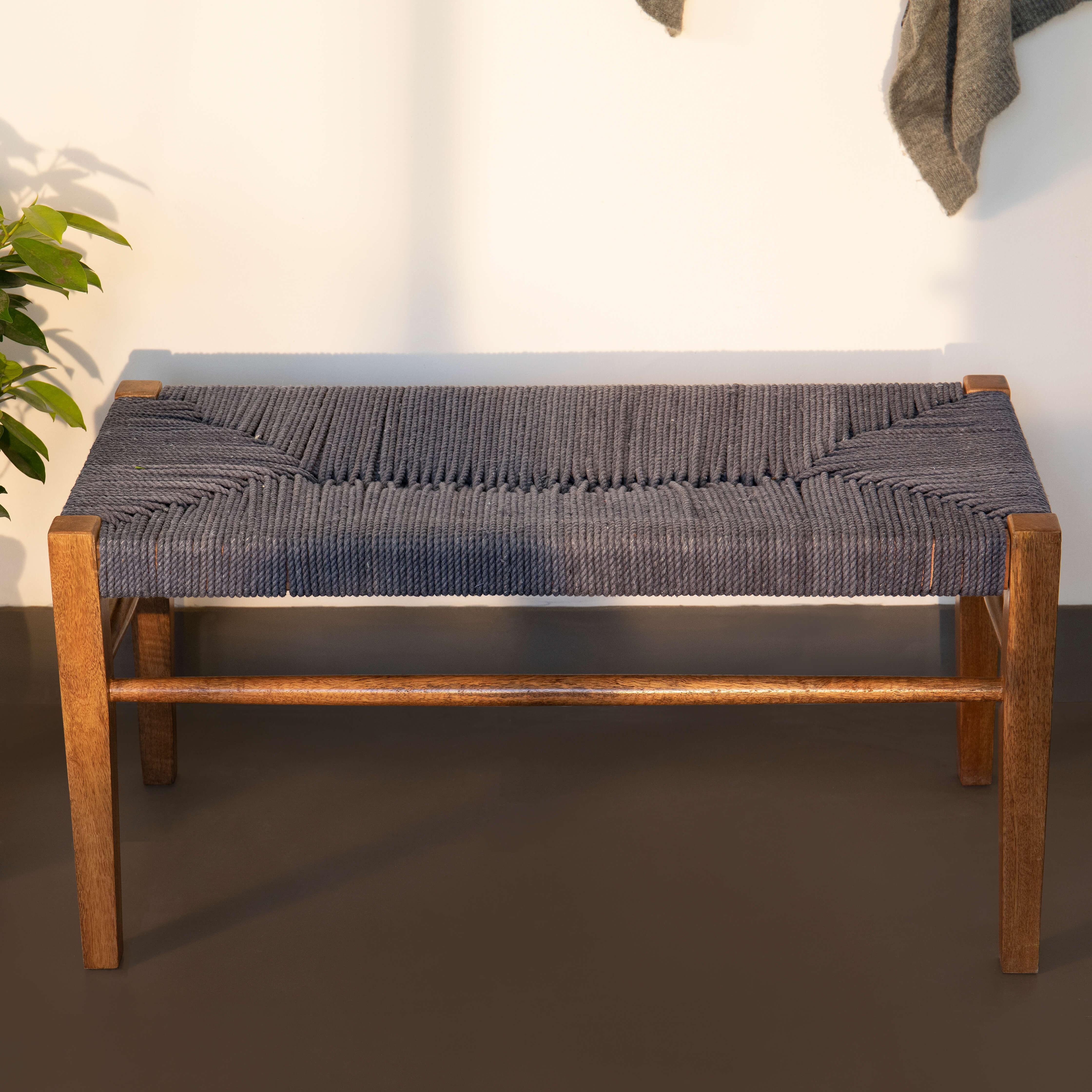 Twine Wooden Bench (Blue) - Image 3