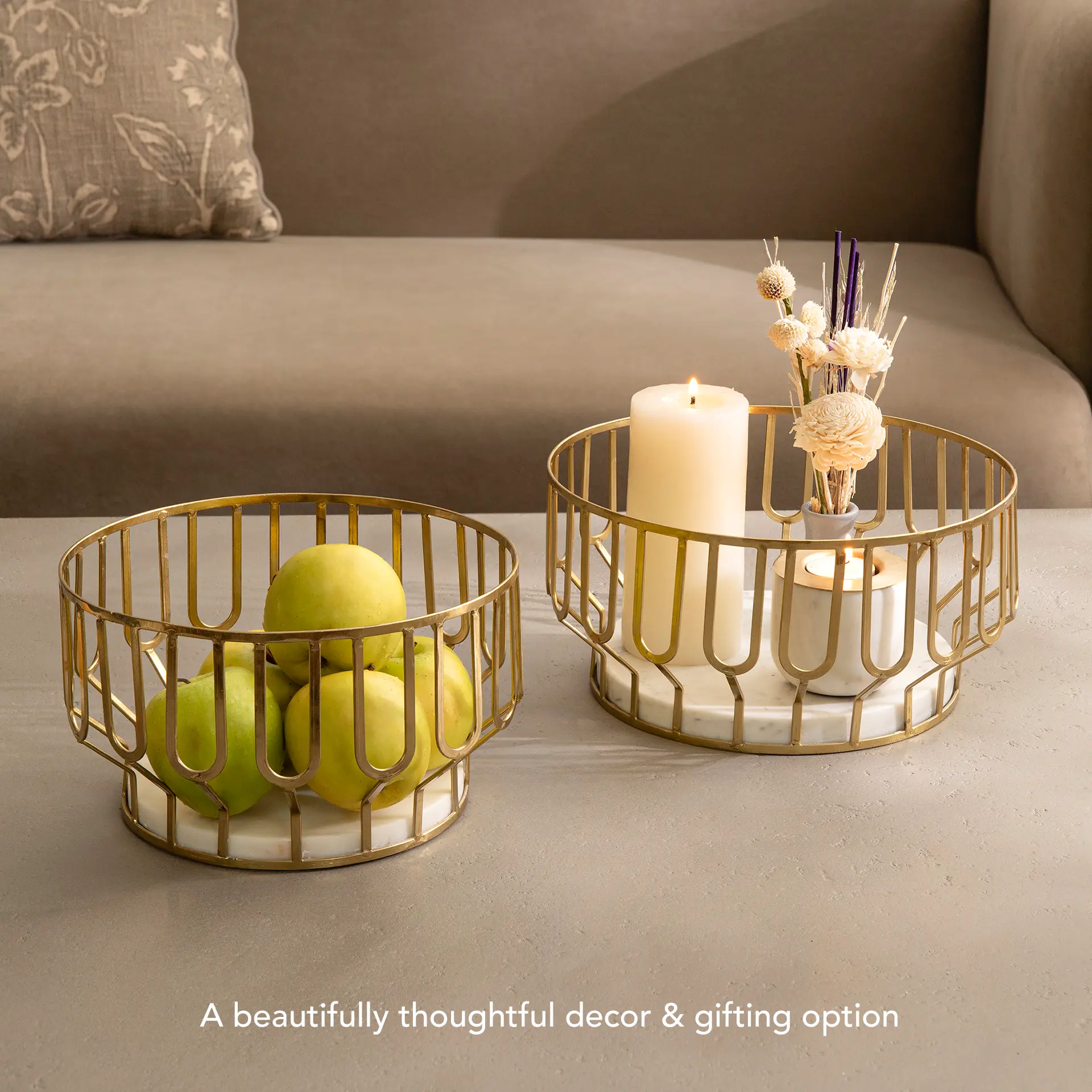 Weave Marble & Metal Basket- Large - Image 4